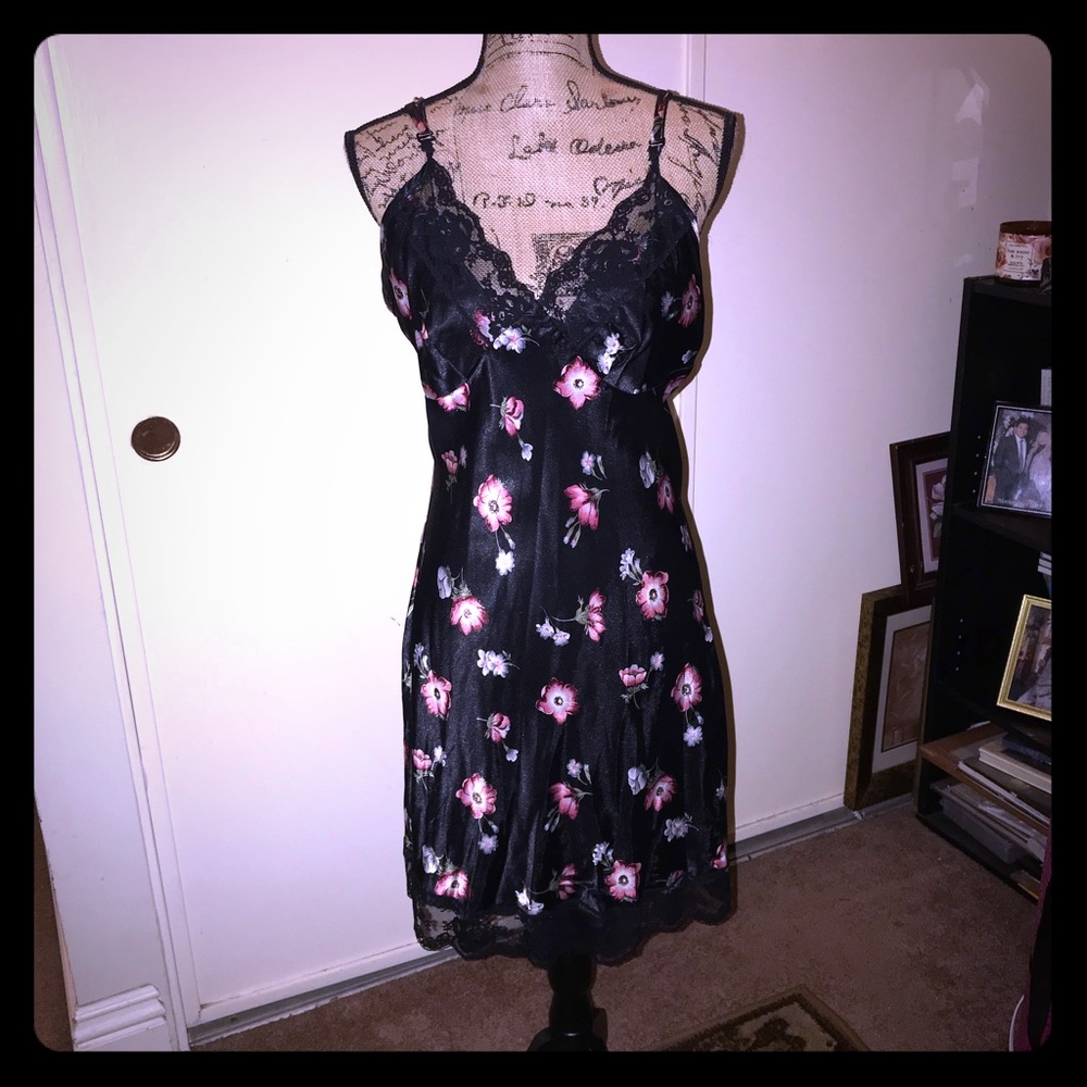 Floral Black Lingerie like Dress